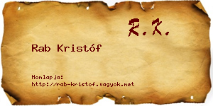 Rab Kristóf névjegykártya
